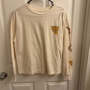 Vans skully Cream Long Sleeve Tee size small